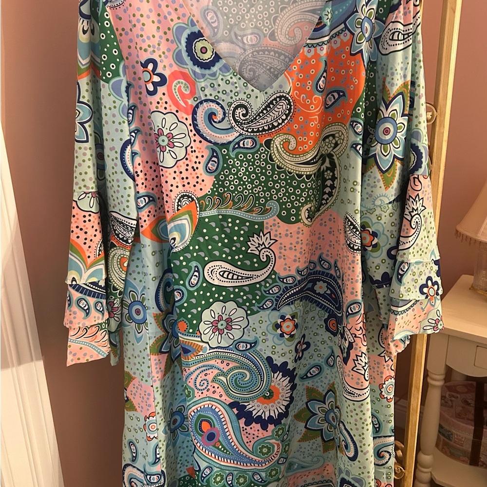 Vibrant Paisley Print Midi Dress